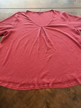 BloomChic Waffle Knit V-Neck Tunic Top - Mauve Rose